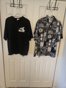 Lot Of 2 MLB Chicago Sox Men's Shirts- Half Zip & Hawaiian Button Up- Size XL