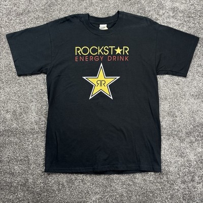 Vintage Y2K Rockstar Energy T-Shirt Mens Large Black Motocross Graphic Tee