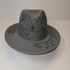 Hand Burned Floral Fedora