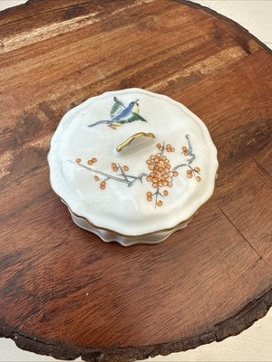 Limoges CASTEL Porcelain Trinket Box Bird & Flowers ~ Frances~