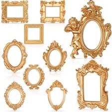 10 Pcs Mini Gold Picture Frames Victorian Small Vintage Resin Antique Photo F...