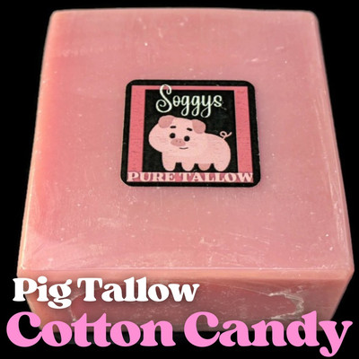 Bar Soap, Pig Tallow, Cotton Candy, Sudsy, Handcrafted, All Natural, 5-6 oz