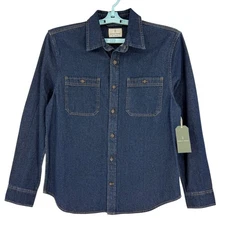 Mutual Weave Men's Long Sleeve Button Down Dark Rinse Denim Shirt Sz Medium NWT