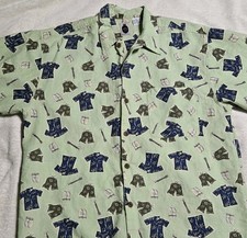 Vintage Bugle Boy XL Aloha Camp Shirt Crown Tag Drums Ukulele All Over Print