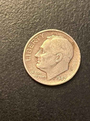 1947 D Roosevelt Dime 90% Silver 10c US Coin