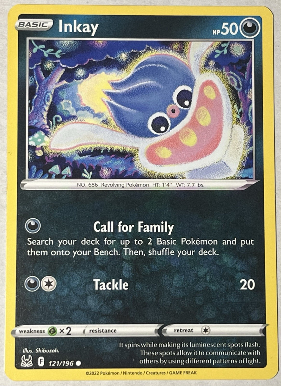 Inkay 121/196 Lost Origin Sword Shield Pokemon Card - Shibuzoh Art
