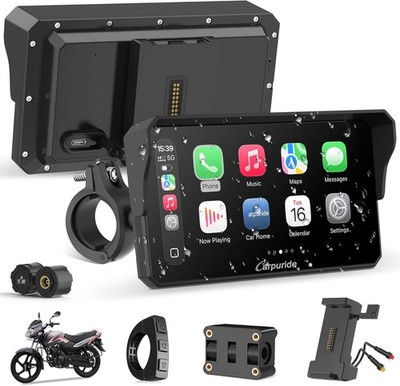 GPS Units Carpuride Motorcycle Carplay Type C Port & TPMS 6.25'' Wireles