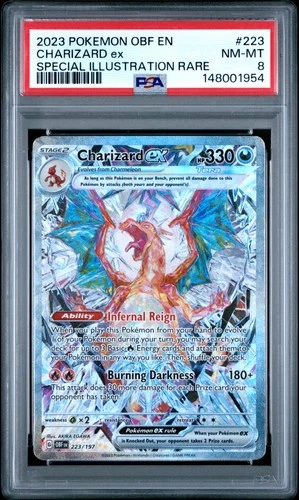 2023 POKEMON OBF EN-OBSIDIAN FLAMES SPECIAL ILLUSTRATION RARE CHARIZARD EX PSA 8