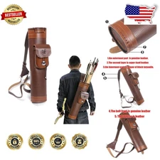 Durable Leather Shoulder Quiver, Buckle Closure, 50 Load, Right/Left Hand