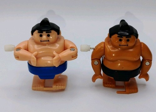 Wind Up Figure Japanese Sumo Wrestler Smash Action Tokotoko Blue Black Lot (A