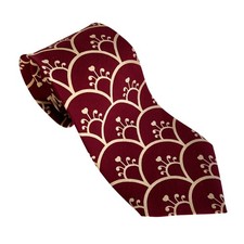 Krizia Uomo Mens Silk Tie Burgundy Geometric Art Deco Hearts Italy Luxury VTG