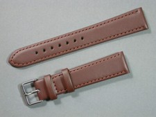 echt Leder Uhrenarmband Braun Seidenmatt 18mm stabile Edelstahlschließe 9186