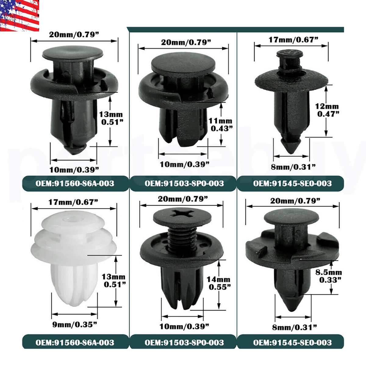 180-Piece Bumper Cover & Fender Shield Retainer Clips – For GM, Chevy, Ford – Realray HE28-CHRYSLER
