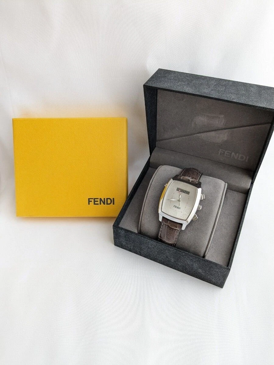 Orologio da polso uomo FENDI Degiana 7200G quarzo argento marrone chiaro elegante raro