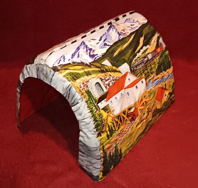 Vintage Marx Tin Litho Train Tunnel Folding 11'' x 8'' x 7'' Please Read