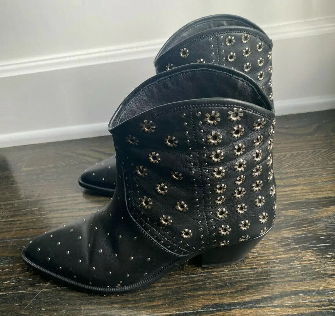 renovere Mary appel $1150 ISABEL MARANT Dewina Western Cowboy Leather Ankle Boots Studded Size  38 | eBay