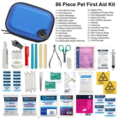 86 Pce Dog Pet First Aid Kit - Medical Injury Emergency - Bag Case Home Travel