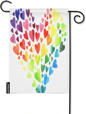 Heart Garden Flag Rainbow Love Color Curve Beautiful Wedding Elegant Shape Geome