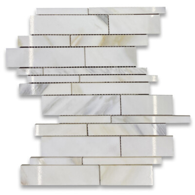 G78XP Calacatta Gold Calcutta Marble Random Strip Mosaic Tile Polished