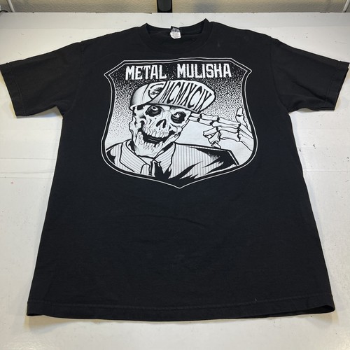 VINTAGE Y2K METAL MULISHA skull wearing hat TEE T SHIRT Sz Mens L Black - Picture 2 of 4
