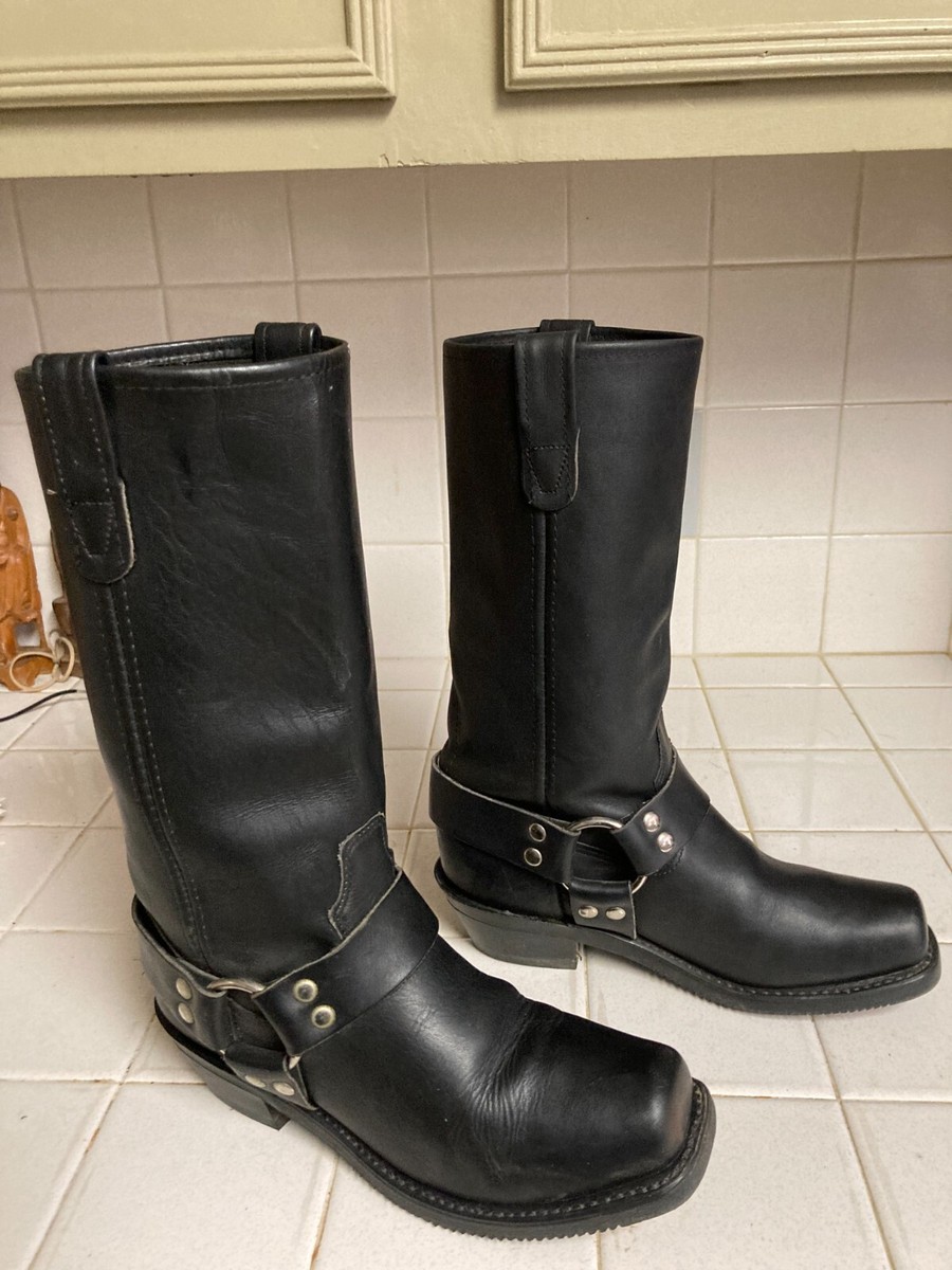 Black Leather Boots Harness Boots Vulcan Motorcycle Boots Vintage