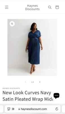New Look Curves Navy Satin Pleated Wrap Midi Dress Size 24 RRP 39.99 |  eBay UK