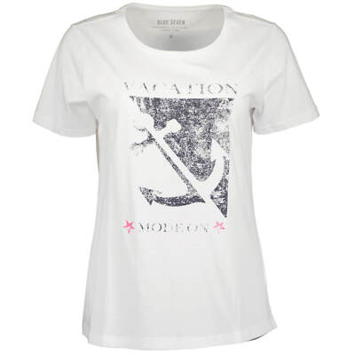 Blue Seven Damen T-Shirt Kurzarm-Shirt Ankermotiv-Frontdruck Rundhalsausschnitt