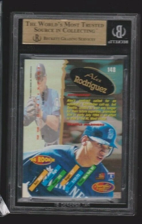 1994 PINNACLE SPORTFLICS ROOKIE CARD #148 ALEX RODRIGUEZ GRADED BGS 9.5 GEM MINT - Image 2 of 2