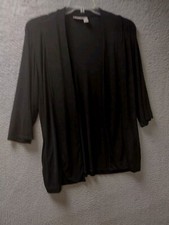 Travelers By Chicos Jacket Womens Size 2 Large/12 Black Open Front Pockets