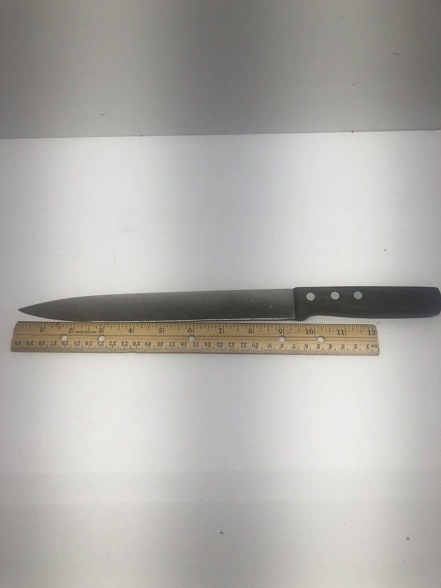 【Alfred Biggin & Son】 【純銀ハンドル】ロココのレターナイフ Vtg Alfred Zanger Co •10” Chef's Knife •Stainless Full Tang Wood