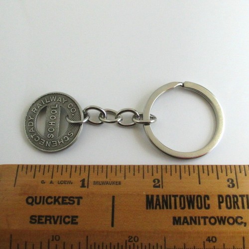 Schenectady NY Transit Token Schlüsselanhänger - wiederverwendet Vintage Münze Schlüsselanhänger/Anhänger - Bild 2 von 3