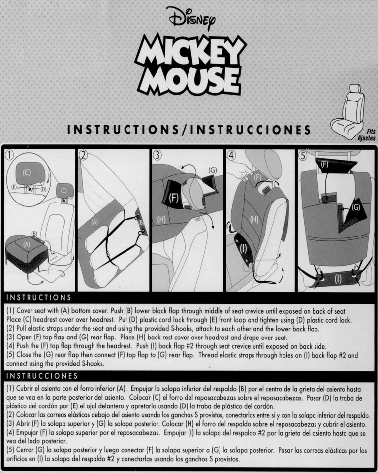 Juego completo de alfombrillas reposacabezas cubiertas de asiento para Toyota nuevas Mickey Car Truck SUV  Foto 4 de 4