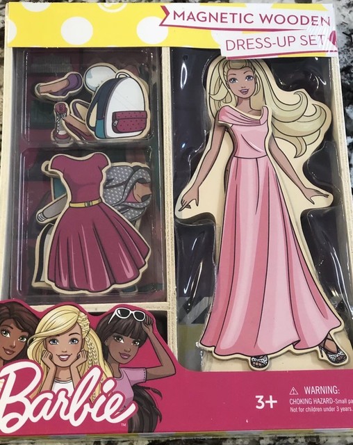 New Barbie Wooden DressUp Doll Play Set with 23