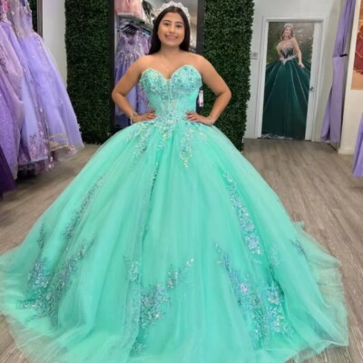 Mint Green Quinceanera Dresses Sweetheart Princess Sweet 1516 Party Ball  Gowns | eBay
