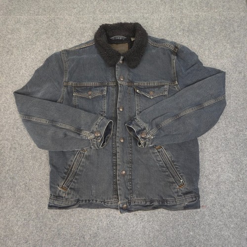 Levi's Jacket Mens MEDIUM Blue Trucker Long Sleeve Fleece Lined Button Up Size M