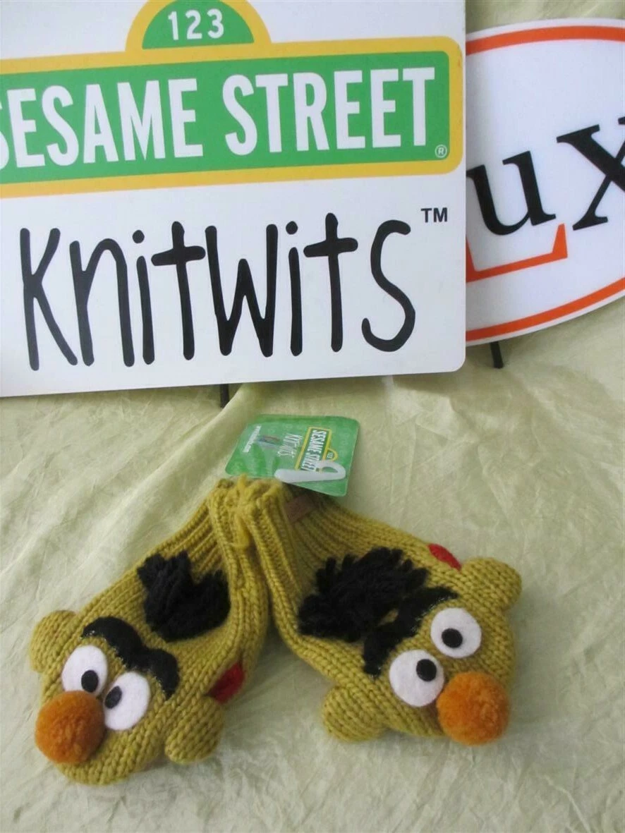 BERT MITTENS toddler size merino wool small deLux KNITWITS Sesame Street gloves