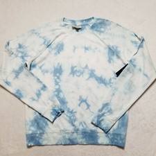 Lucky Brand Women's Sweatshirt Small White Blue Tie Dye Long Sleeve New 