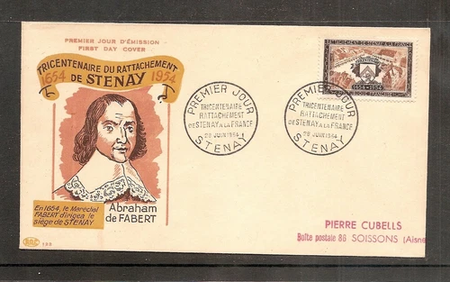 France 1954 SG1214 FDC(Stenay) Tercentenary of Return of Stenay to France No:122