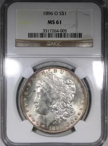 1896-O Morgan Dollar NGC MS61 Lightly Toned KEY DATE $1