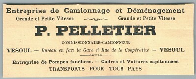 1907 Vesoul Bagger LKW Umzüge Transporter Werbung alt