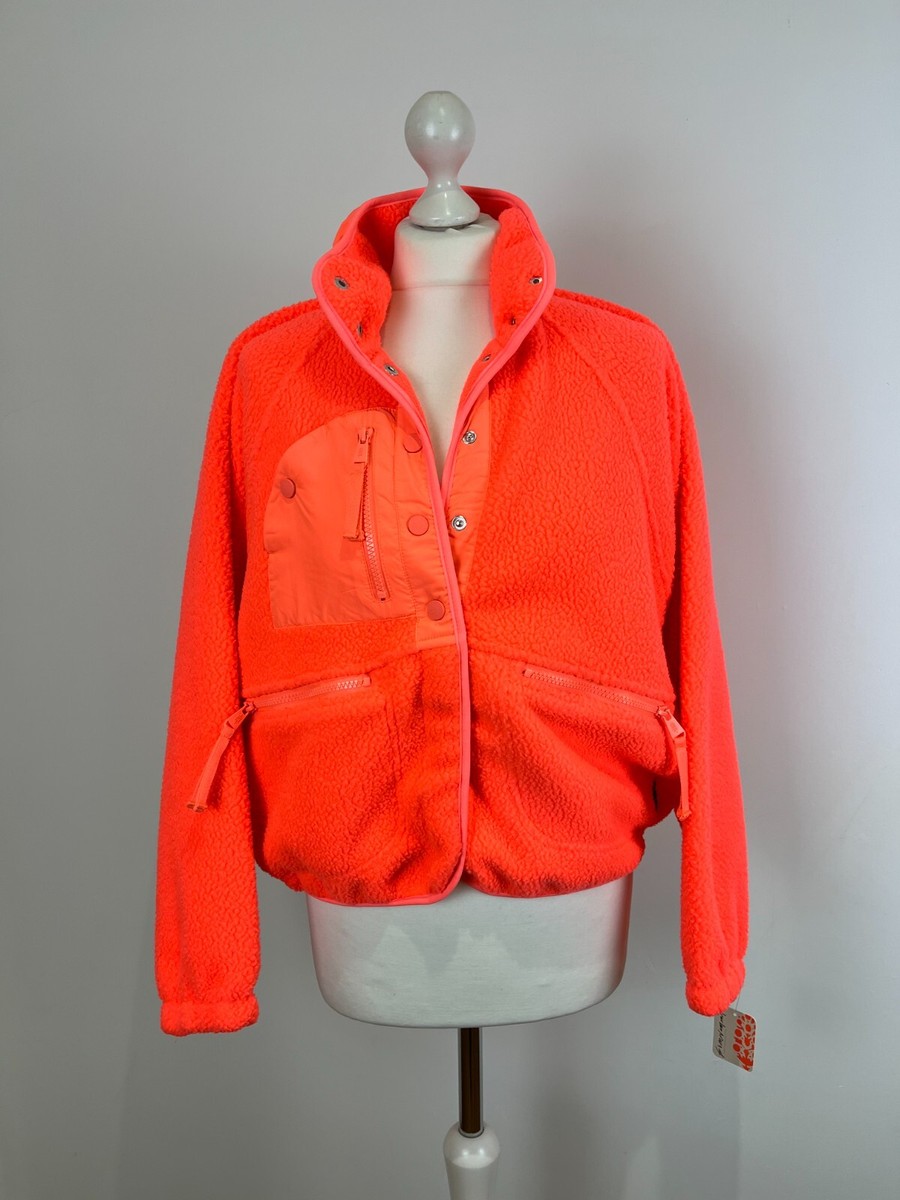 FREE PEOPLE Movement 'Hit The Slopes' Fleece Jacket, Neon Coral X