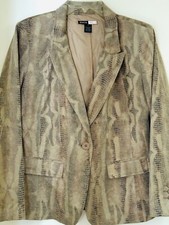 Focus Lifestyle Snakeskin Pattern Blazer Jacket Sz 14 Fully Lined One Button
