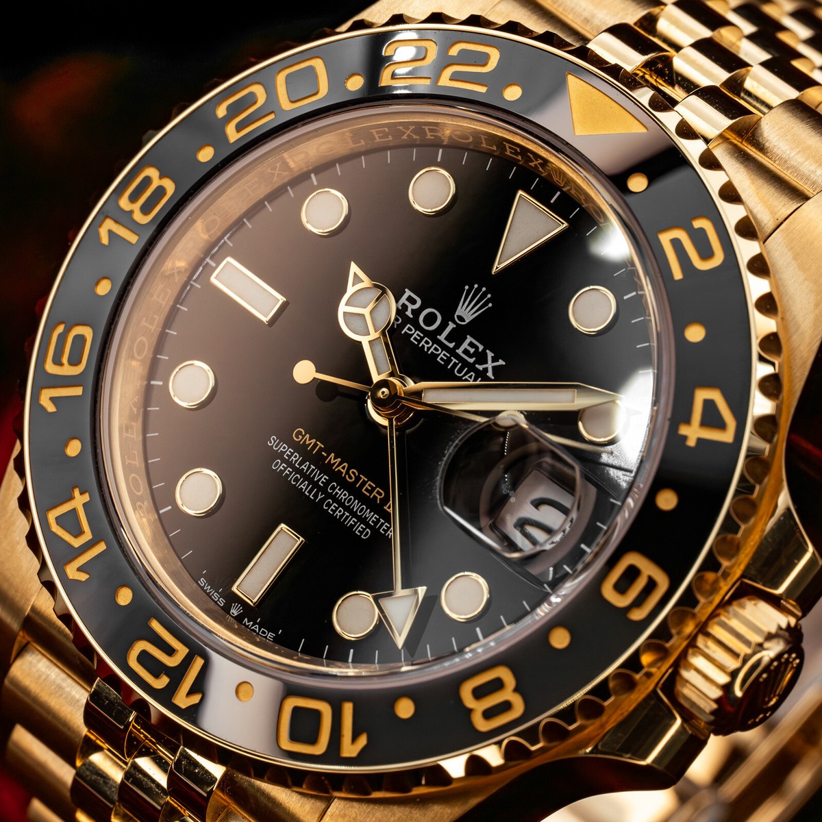 Rolex GMT-Master II 18k Yellow Gold Jubilee 40mm 126718GRNR