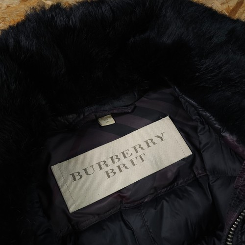 Burberry Brit Goose Down Rabbit Fur Womens Belted Parka Jacket Designer XS - Picture 8 of 19