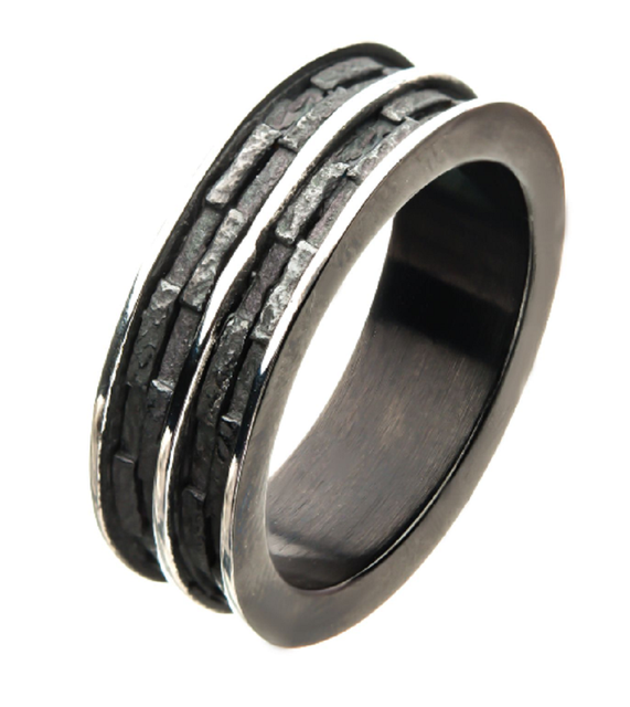 Inox Mens Stainless Steel Black Plated Edgy Layered Sz 11 Men's Ring eBay