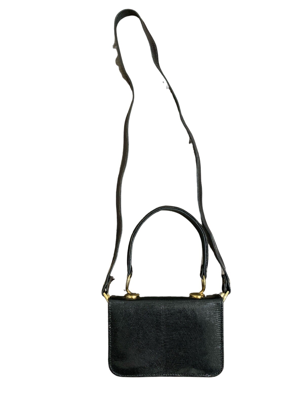 solid black genuine python snakeskin Leather cros… - image 2