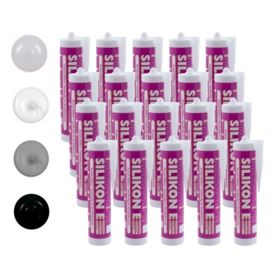 20 Silikon Sanitär 310ml Sanitärsilikon Dichtstoff Bad Küche Dusche Kartuschen