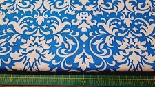 White Print on Turquoise 100 cotton fabric sold by the yard 583