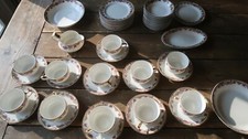 47 Piece Haviland Limoges Tea Cup Fruit Bowl Service Set Pink Yellow Blue