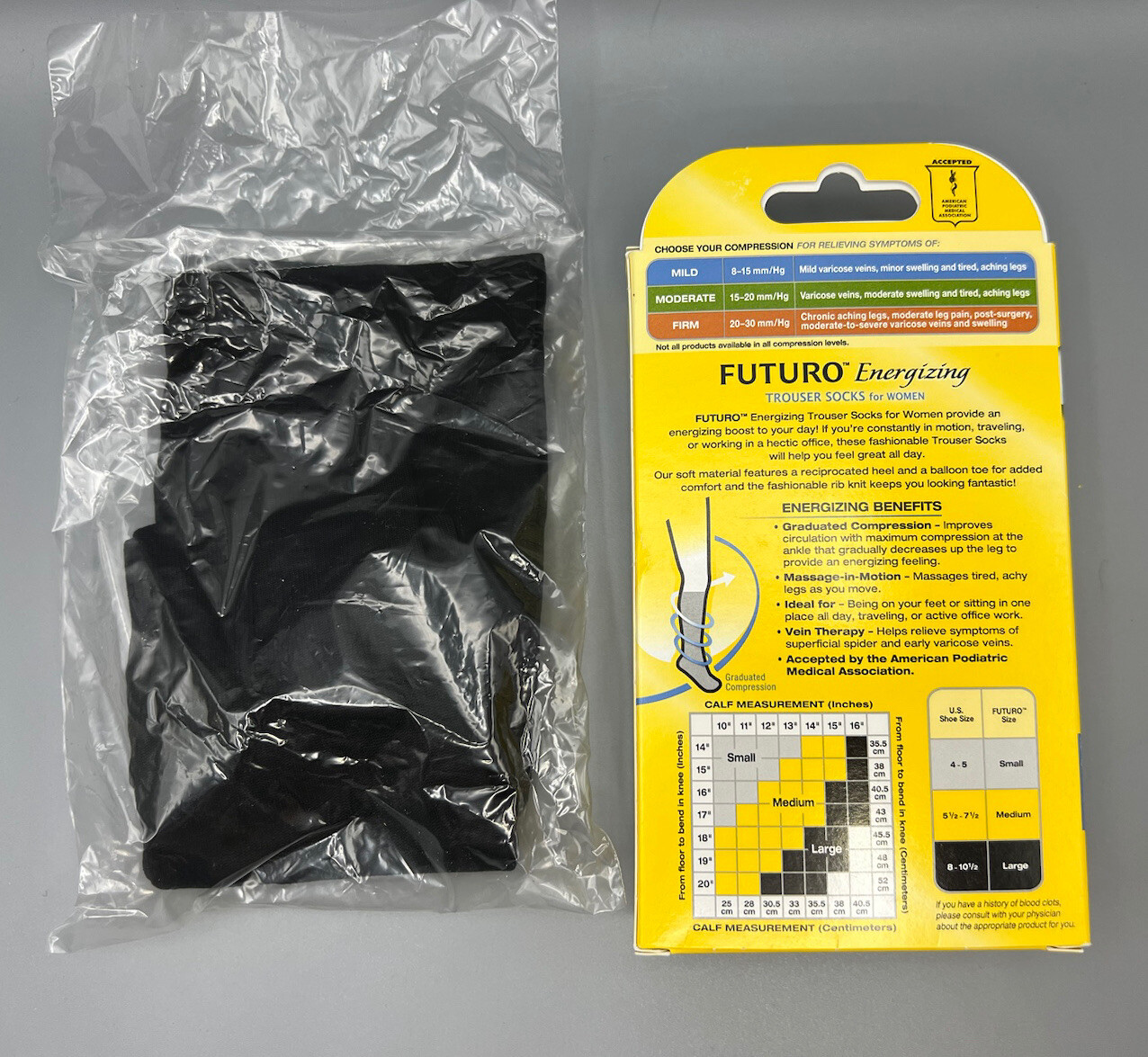 Futuro Trouser Socks For Women, Mild Compression 815 mm/Hg, Size M